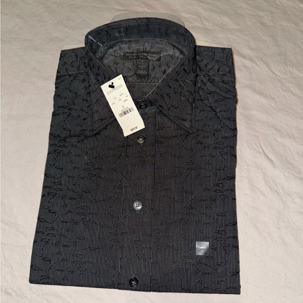 Express Mens Gray Button Nice Dress Shirt Size Small